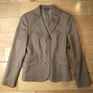 United Colors of Benetton womens wool blend camel tan blazer Sz 4